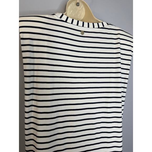 Coolibar Coral Way Sleeveless Midi Dress White/Navy Stripe Beach Vacation Sz L - Picture 11 of 15